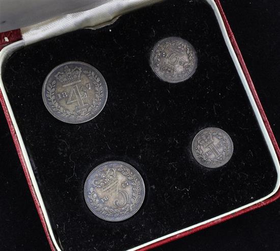 A Queen Victoria 1847 maundy set, EF or better.